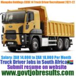 Manqoba Holding CODE 14 Truck Driver Recruitment 2021-22
