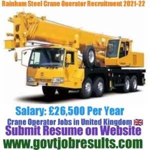 Rainham Steel Crane Operator Recruitment 2021-22