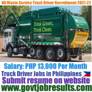 All Waste Service Truck Driver Recruitment 2021-22
