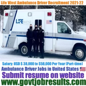 Life West Ambulance Driver Recruitment 2021-22