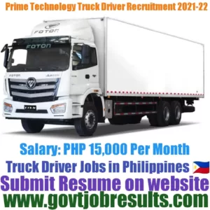 Prime Technologies Truck Driver Recruitment 2021-22