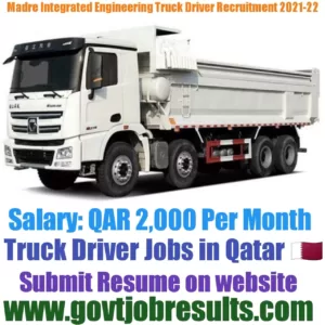 Madre Integrated Engineering Truck Driver Recruitment 2021-22