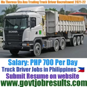 Ma Theresa Sta Ana Trading Truck Driver Recruitment 2021-22