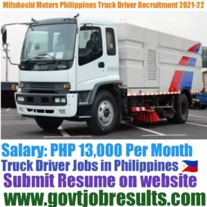 Mitsukoshi Motors Philippines Truck Driver Recruitment 2021-22