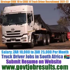 Stratogo CODE 10 to CODE 14 Truck Driver Recruitment 2021-22
