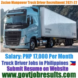 Zscion Manpower Truck Driver Recruitment 2021-22