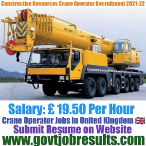 Constructive Resources Crane Operator Recruitment 2021-22