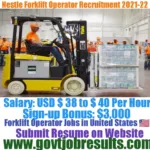 Nestle USA Forklift Operator Recruitment 2021-22