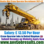 Mobile Mini Crane Operator Recruitment 2021-22