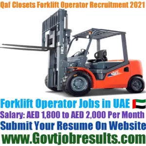 Qaf Closets Forklift Operator Recruitment 2021-22