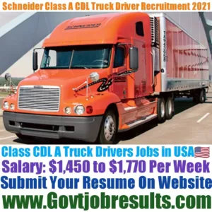 Schneider Class A CDL Truck Driver Recruitment 2022-23