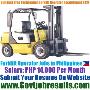 Sundust Bros Corporation Forklift Operator Recruitment 2021-22