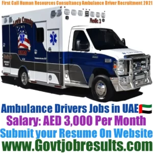 First Call Human Resources Consultancy Ambulance Driver Recruitment 2021-22