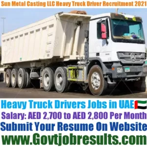 Sun Metal Casting LLC Heavy Truck Driver Recruitment 2021-22
