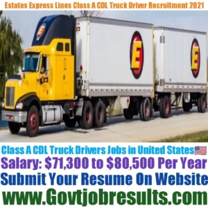Estates Express Lines Class A CDL Truck Driver Recruitment 2021-22