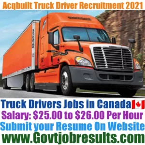 Acqbuilt Truck Driver Recruitment 2021-22