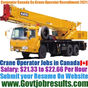 Carpenter Canada Co Crane Operator Recruitment 2021-22