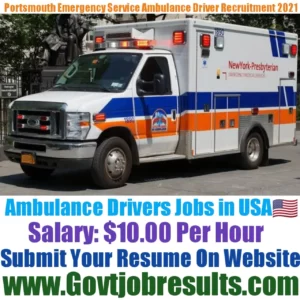 Portsmouth Emergency Ambulance Service Ambulance Driver Recruitment 2021-22