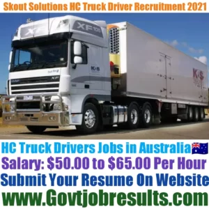 Skout Solutions HC Truck Driver Recruitment 2021-22