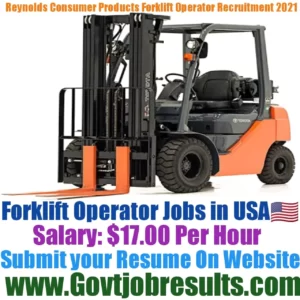 Reynolds Consumer Products Forklift Operator Recruitment 2021-22