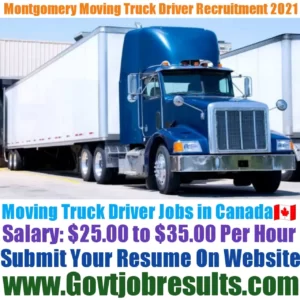 Montgomery Moving Truck Driver Recruitment 2021-22