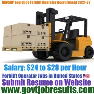 NUVSUP Logistics Forklift Operator Recruitment 2021-22