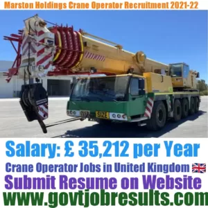 Marston Holding Crane Operator Recruitment 2021-22