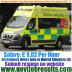 National Health Service Aylesford Ambulance Driver Recruitment 2021