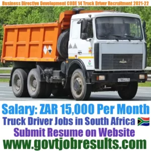 Business Directive Development CODE 14 Truck Driver Recruitment 2021-22