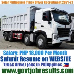 Solar Philippines Truck Driver Recruitment 2021-22