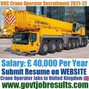 BHC Crane Operator Recruitment 2021-22