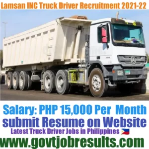 Lamsan INC 10 wheeler Truck Driver Recruitment 2021-22