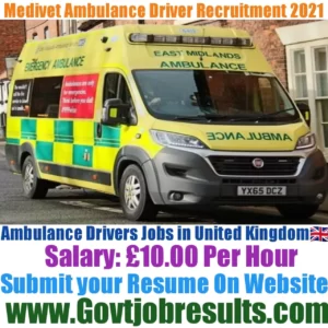 Medivet Ambulance Driver Recruitment 2021-22