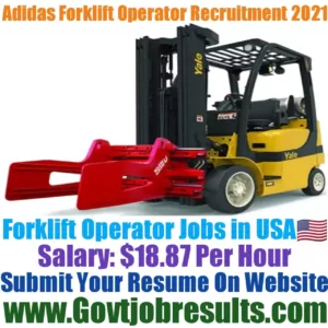 Adidas Forklift Operator Recruitment 2021-22