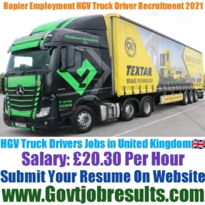 Rapier Employment HGV Truck Driver Recruitment 2021-22