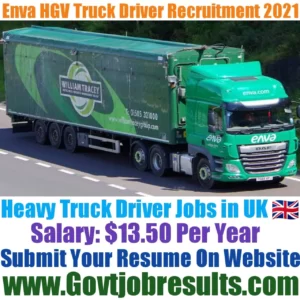 Enva HGV Truck Driver Recruitment 2021-22