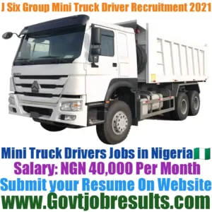 J Six Group Mini Truck Driver Recruitment 2021-22