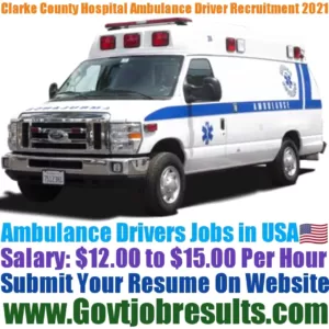 Clarke Country Hospital Ambulance Driver Recruitment 2021-22