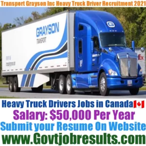 Transport Grayson Inc Heavy Truck Driver Recruitment 2021-22