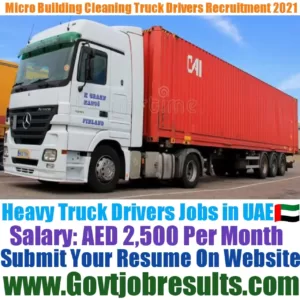 Micro Building Cleaning Heavy Truck Driver Recruitment 2021-22