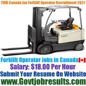 TWB Canada Inc Forklift Operator Recruitment 2021-22