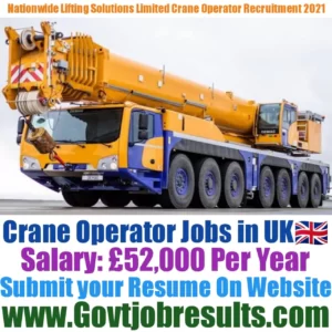 Nationwide Lifting Solutions Limited Mobile Crane Operator Recruitment 2021-22