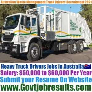 Australian Waste Management Truck Driver Recruitment 2021-22
