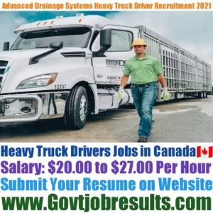 Advanced Drainage Systems Heavy Truck Driver Recruitment 2021-22
