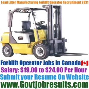Load Lifter Manufacturing Ltd Forklift Operator Recruitment 2021-22