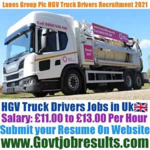 Lanes Group Plc HGV Truck Driver Recruitment 2021-22