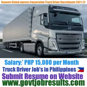 Soonest Global express Corp Truck Driver Recruitment 2021-22