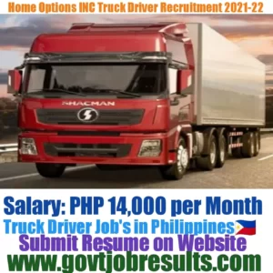 Home options INC Truck driver Recruitment 2021-22