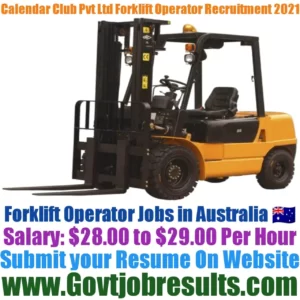 Calendar Club Pvt Ltd Forklift Operator Recruitment 2021-22