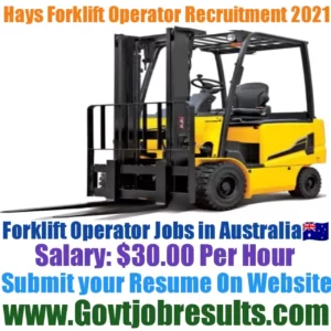Hays Forklift Operator Recruitment 2021-22